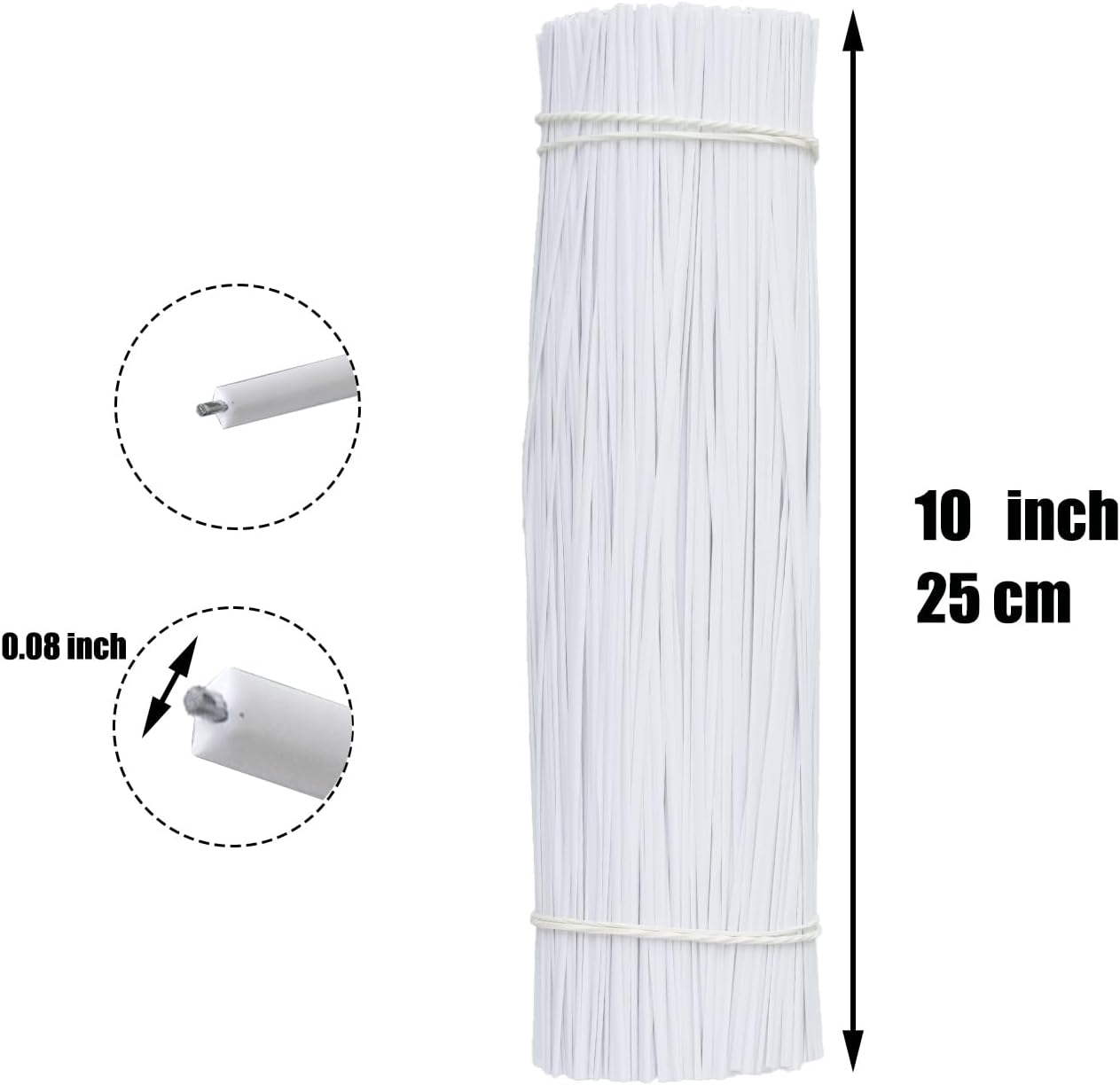 1000 pcs 6 inch White Cable Twist Ties Plastic Twist Ties with Rugged Metal Innercores Reusable Fastening Cable Cord Wire Ties