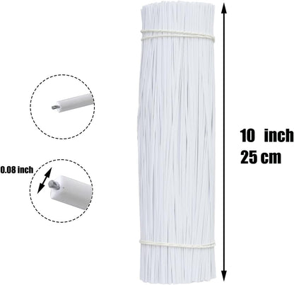 1000 pcs 6 inch White Cable Twist Ties Plastic Twist Ties with Rugged Metal Innercores Reusable Fastening Cable Cord Wire Ties