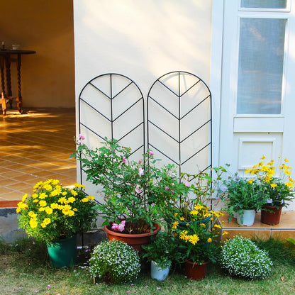 2 Pack Black Garden Trellis for Climbing Plants 45” x 15.9” Iron Plant Support Climbing Vines and Flowers Stands Vegetables Patio Metal Lattices Grid Panels for Ivy Cucumbers