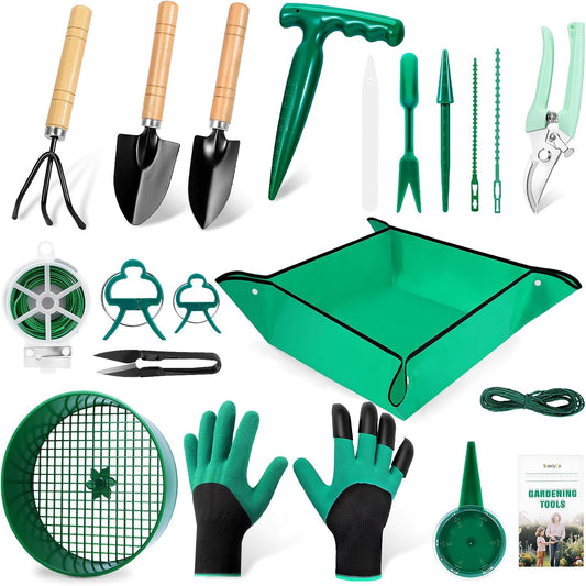 18-Piece Gardening Tool Set for Plants with Repotting Mat