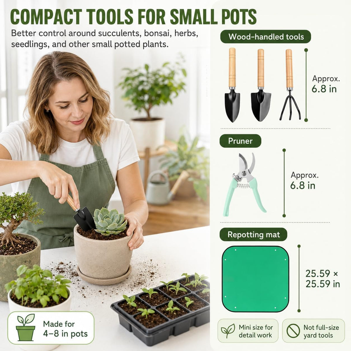 18-Piece Gardening Tool Set for Plants with Repotting Mat