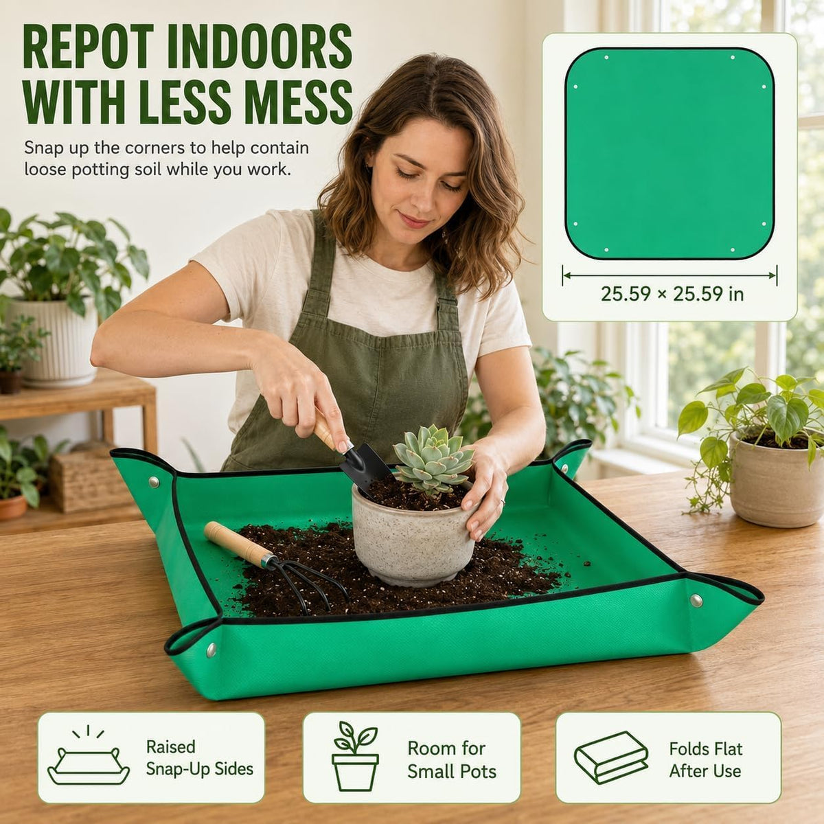 18-Piece Gardening Tool Set for Plants with Repotting Mat