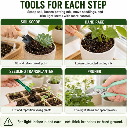 18-Piece Gardening Tool Set for Plants with Repotting Mat