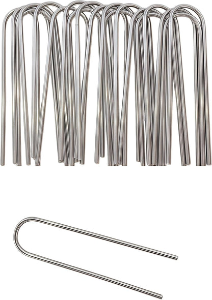 Stainless Steel Landscape Staples Garden Stakes. (4"-U-20pcs)