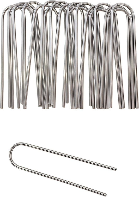Stainless Steel Landscape Staples Garden Stakes. (4"-U-20pcs)