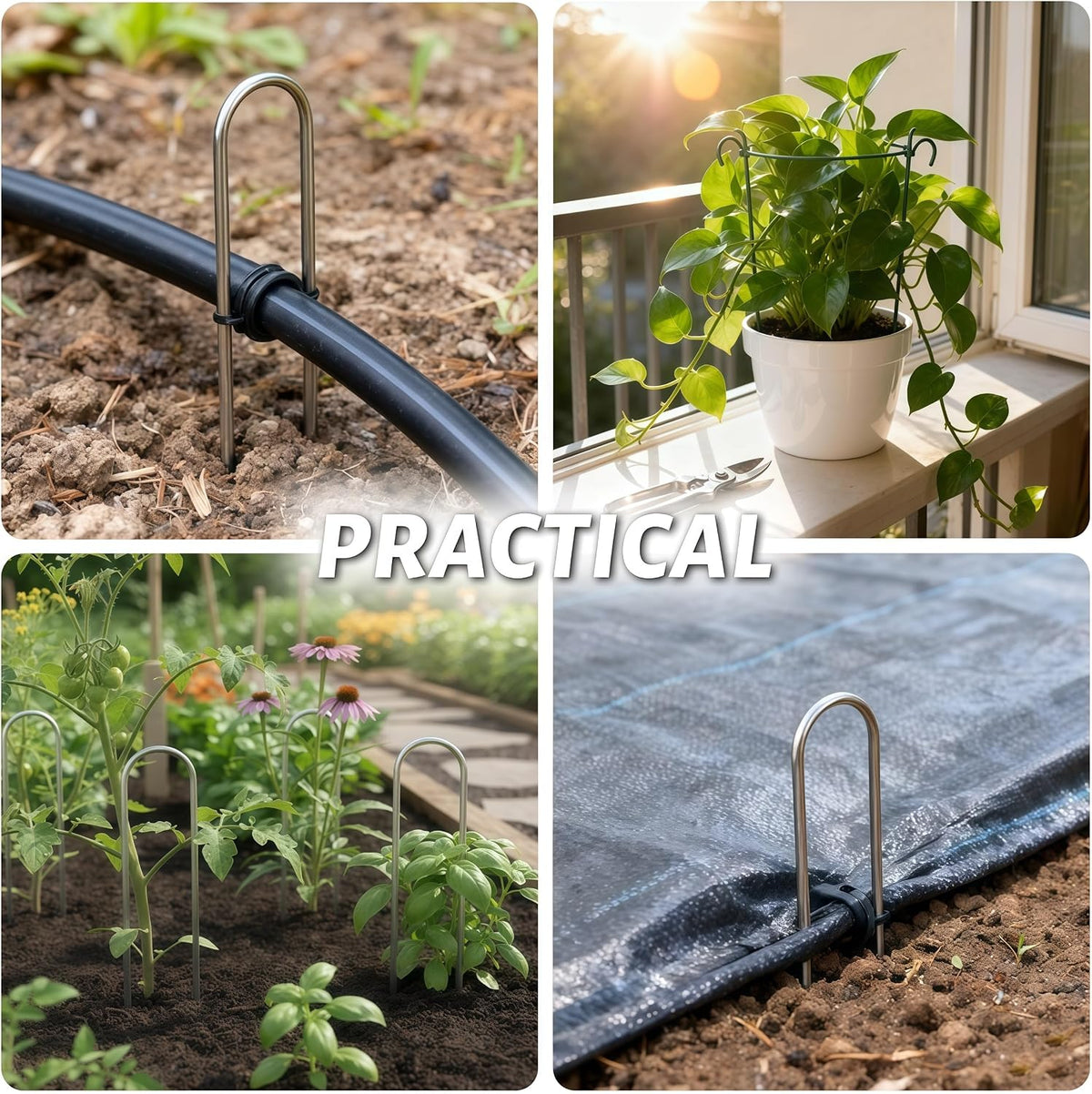 Stainless Steel Landscape Staples Garden Stakes. (4"-U-20pcs)