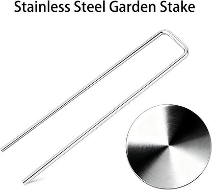 Stainless Steel Landscape Staples Garden Stakes. (4"-U-20pcs)