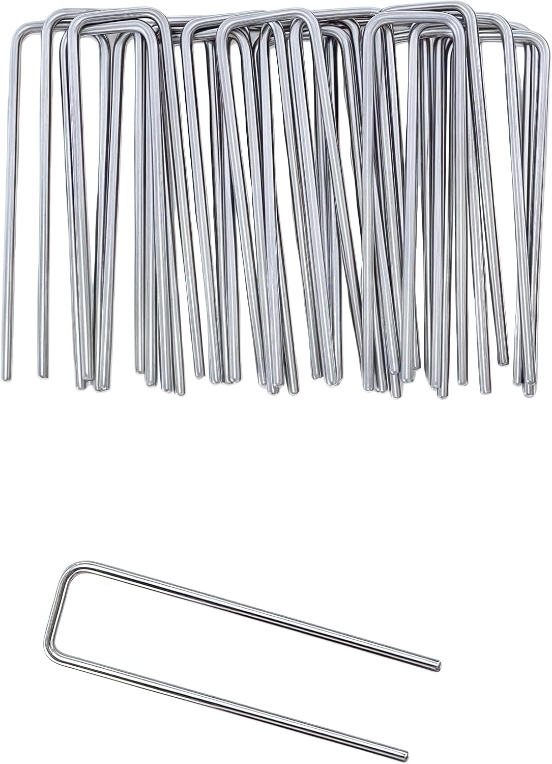 Stainless Steel Landscape Staples Garden Stakes. (4"-U-20pcs)