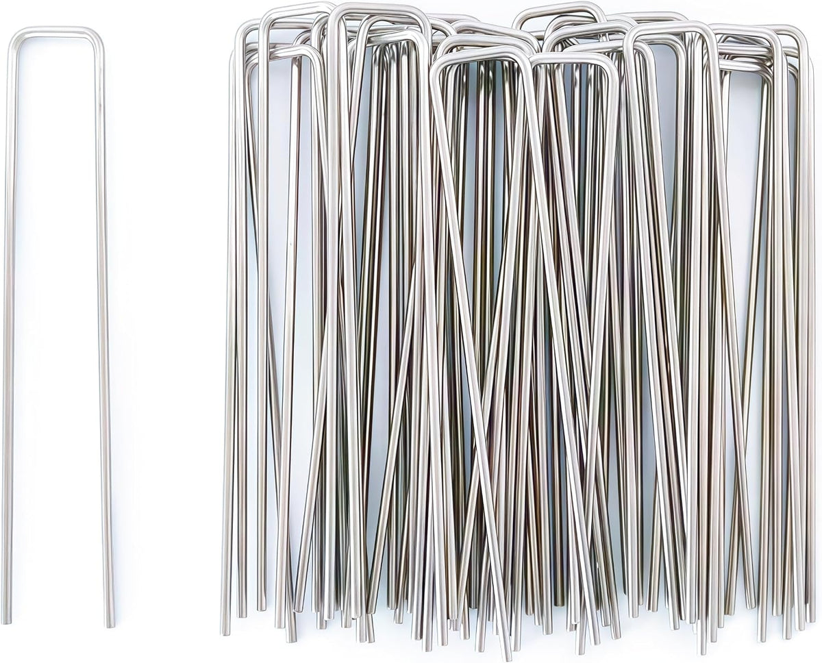 Stainless Steel Landscape Staples Garden Stakes. (4"-U-20pcs)