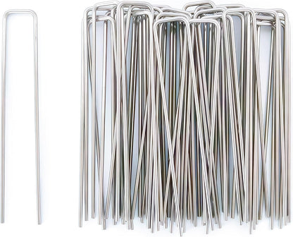 Stainless Steel Landscape Staples Garden Stakes. (4"-U-20pcs)