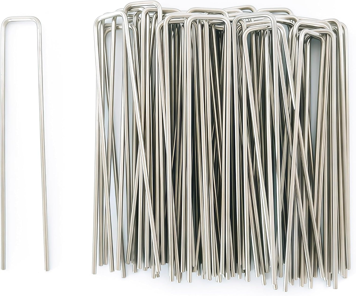 Stainless Steel Landscape Staples Garden Stakes. (4"-U-20pcs)