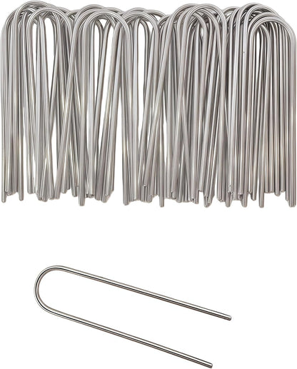 Stainless Steel Landscape Staples Garden Stakes. (4"-U-20pcs)