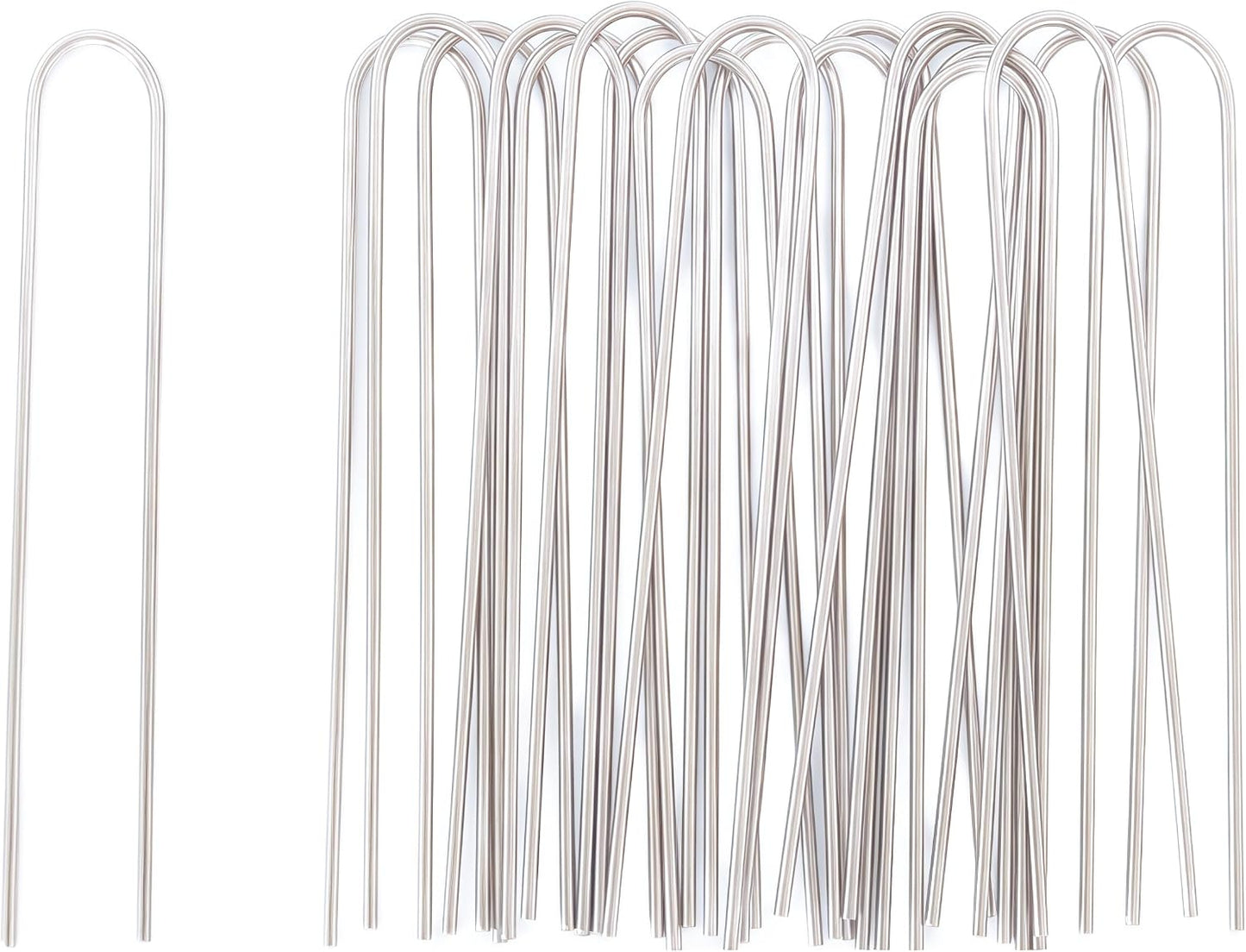 Stainless Steel Landscape Staples Garden Stakes. (4"-U-20pcs)