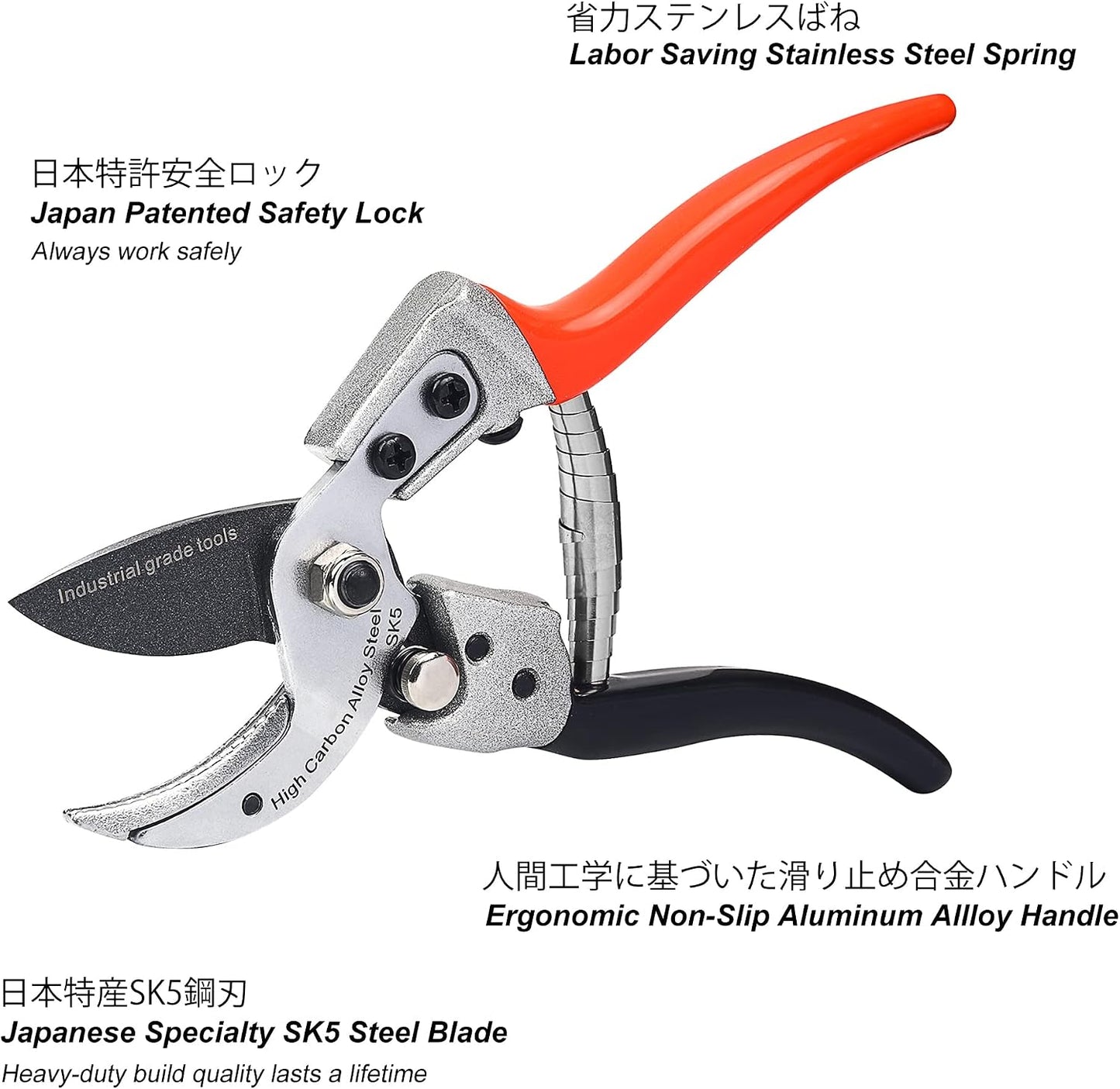 TONMA 8.2" Pruning Shears, Made in Japan, Japanese Garden Clippers, TP-7