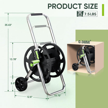 Hose Reel Cart, Holds 75-150 Feet of 5/8" Hose