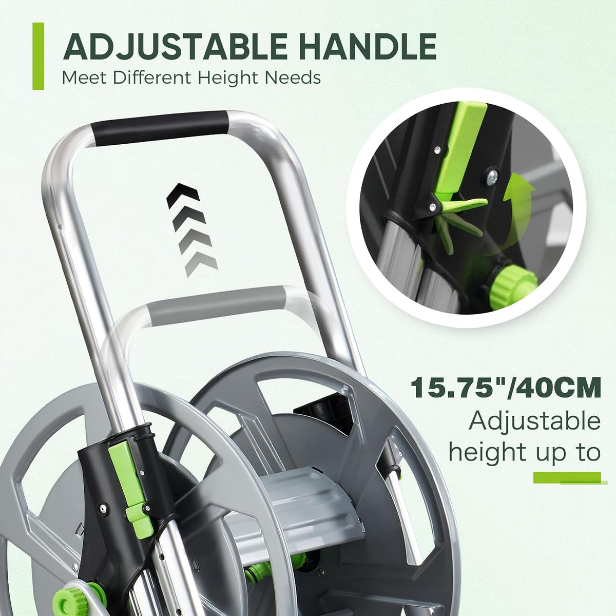 Hose Reel Cart, Holds 75-150 Feet of 5/8" Hose