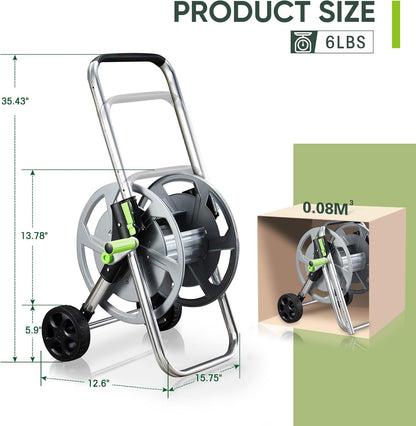 Hose Reel Cart, Holds 75-150 Feet of 5/8" Hose