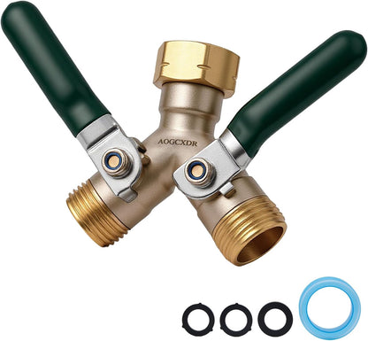 2 Way Garden Hose Splitter, Brass Y-Valve Hose Splitter.