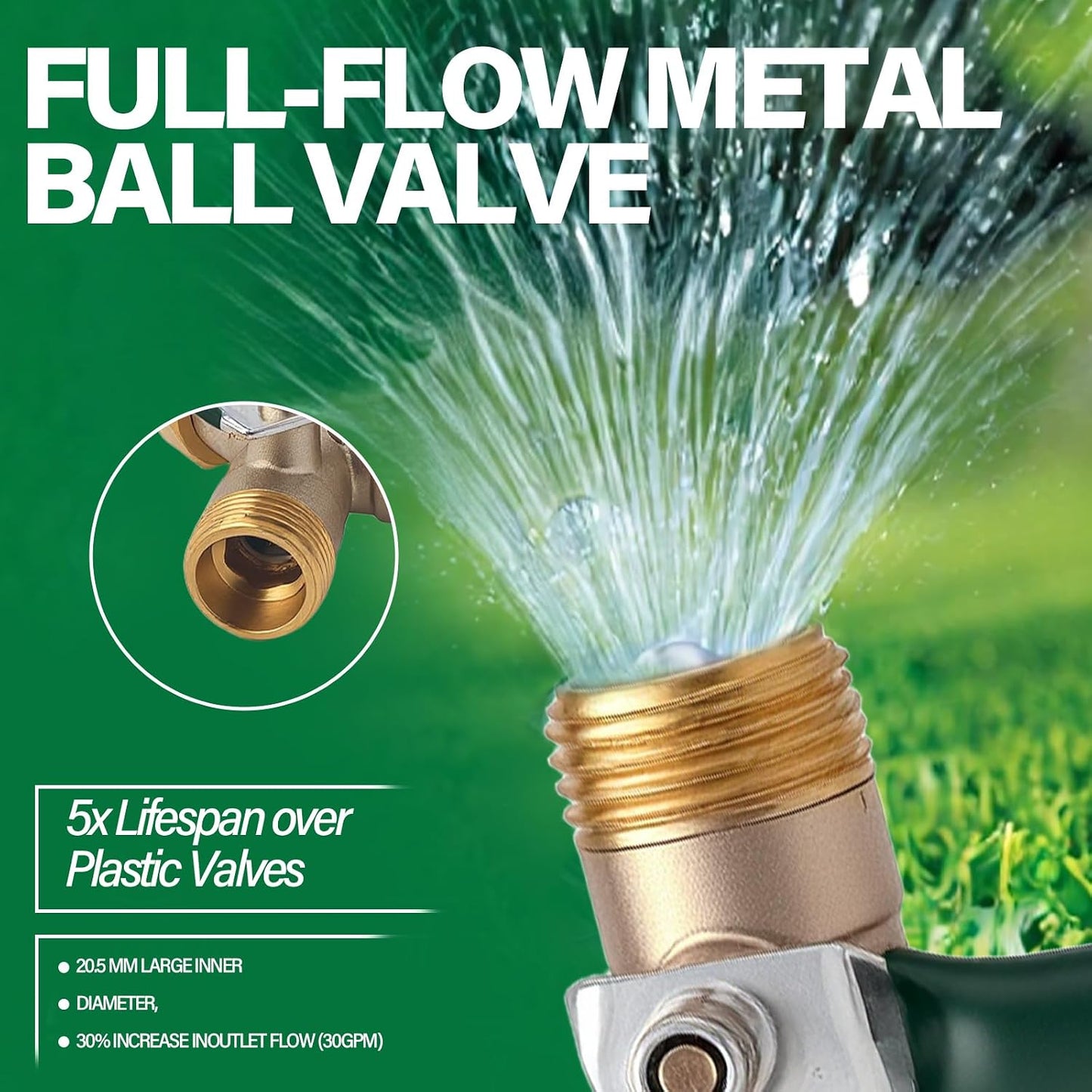 2 Way Garden Hose Splitter, Brass Y-Valve Hose Splitter.