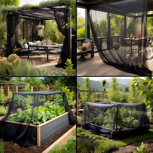Netting Cover, 10x50 FT Black Garden-Netting, Polyester Mosquito Netting for Windows, Doors, Patio, Outdoor & Indoor Use, Multiple Sizes & Colors, Adjustable, Easy to Clean, Premium Quality