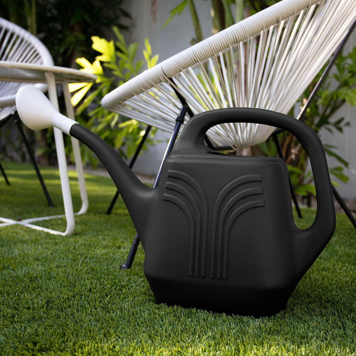 Promo Watering Can: 2 Gallon Capacity - Living Green - Durable Resin, Removable Nozzle Spout, Two Handles, Wide Mouth, for Indoor and Outdoor Use, Gardening