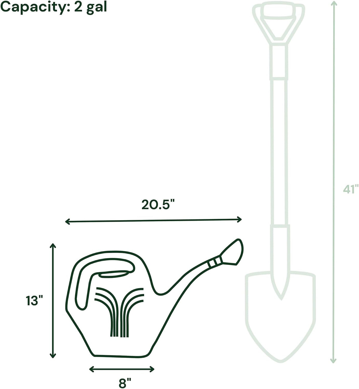 Promo Watering Can: 2 Gallon Capacity - Living Green - Durable Resin, Removable Nozzle Spout, Two Handles, Wide Mouth, for Indoor and Outdoor Use, Gardening