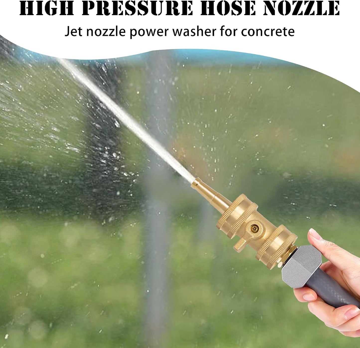 2 Set Heavy Duty Brass Hose Nozzle, Pressure Jet Nozzle with Hose Shutoff Valve, 3/4" GHT Nozzles for Garden Hose, Car Wash, Extra 4 Rubber Washers