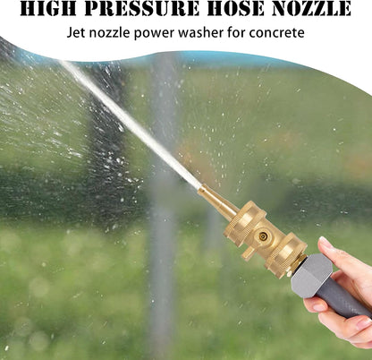 2 Set Heavy Duty Brass Hose Nozzle, Pressure Jet Nozzle with Hose Shutoff Valve, 3/4" GHT Nozzles for Garden Hose, Car Wash, Extra 4 Rubber Washers