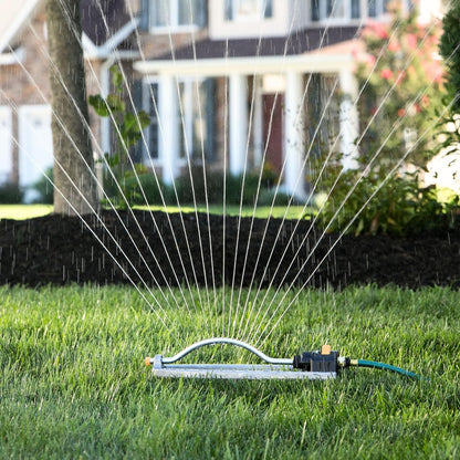 65079-AMZ Metal Oscillating Sprinkler with QuickConnectProduct Adapter Watering Set, 3600 sq. ft. Coverage
