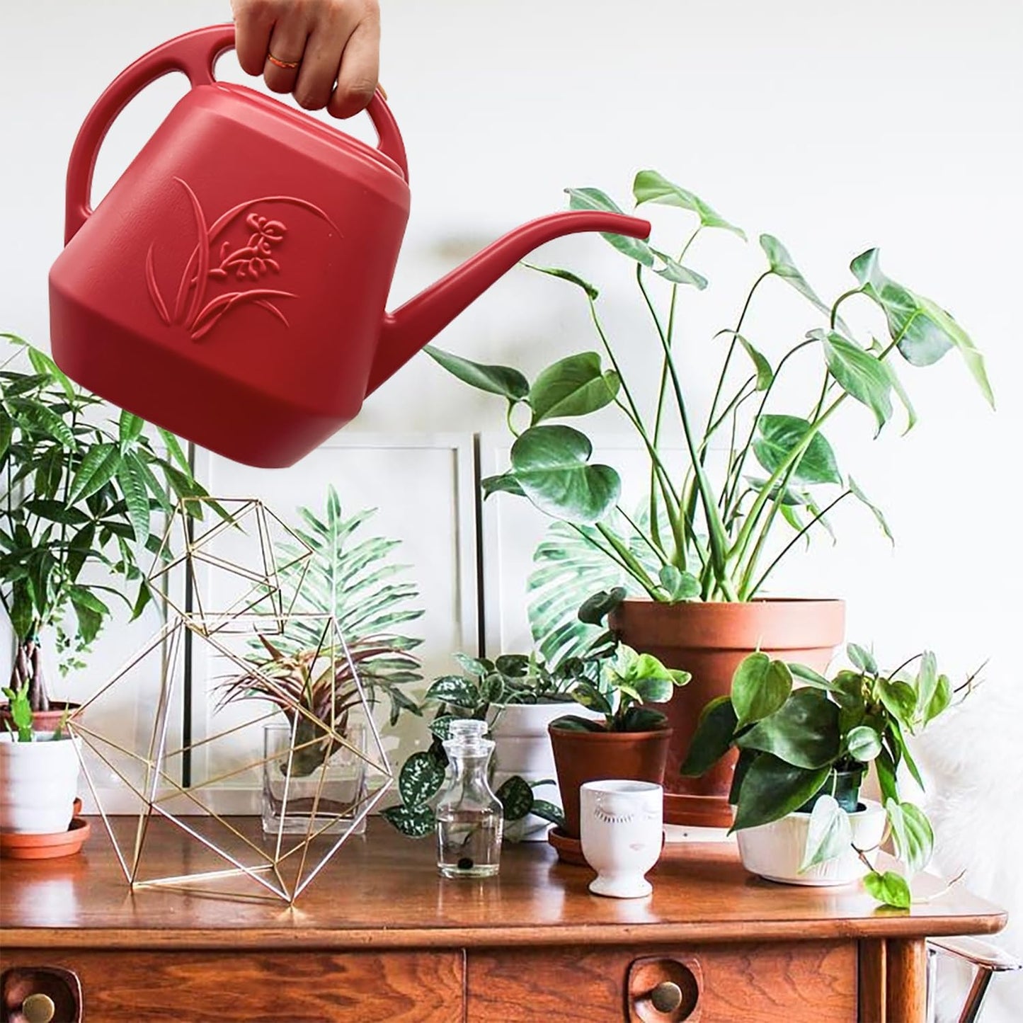 Watering Can - for Home Plant Garden - 1/2 Gallon - Rose Red