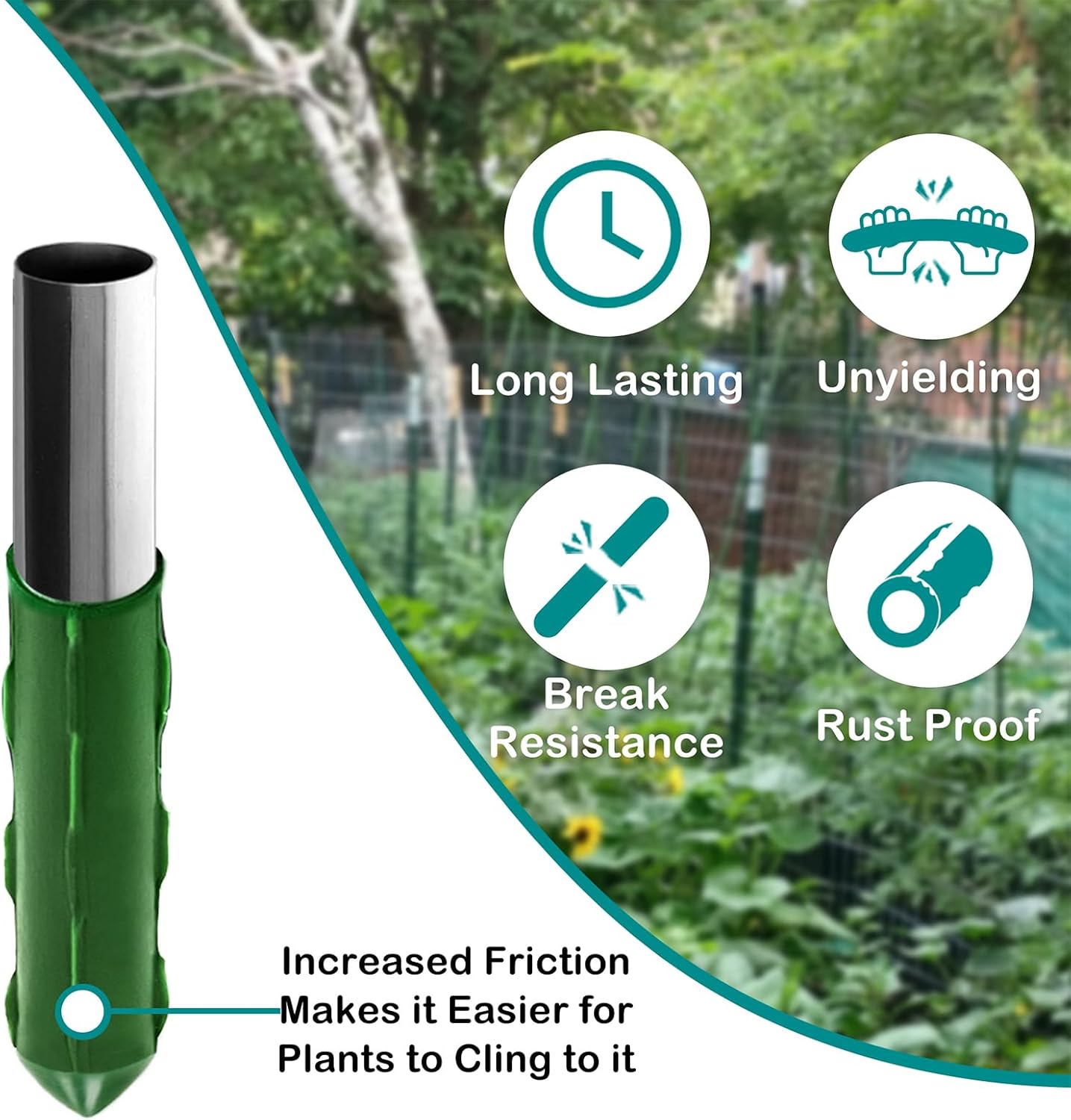 25 Pack Garden Stakes 5FT (58 Inch), Heavy Duty Steel Tomato Stakes with Plastic Coating, Tall Plant Support Stakes for Outdoor Climbing Plants, Vegetables, Beans & Garden Use