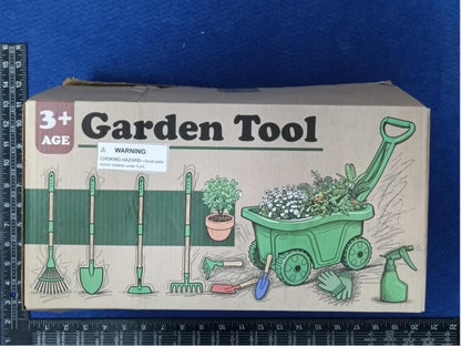 10Pcs Kids Gardening Tools Set - Wheelbarrow Toys with Shovel, Rake, Hoe and Leaf Rake for Outdoor Backyard Play, STEM Educational Toys, for Toddler Boys & Girls Ages 3 4 5