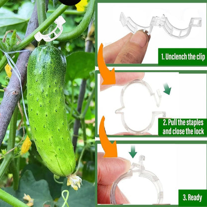 120pcs White Plant Support Clips - Tomato Clips for String Trellis, Grape Vine Clips for Garden Netting Climbing Plants, Secured Plastic Plant Clip for Fixing Stem and Vine