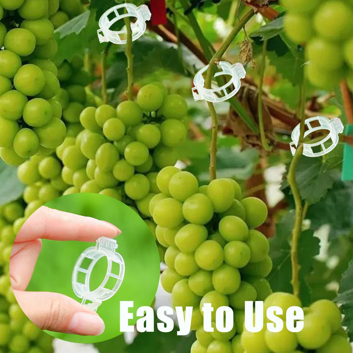 120pcs White Plant Support Clips - Tomato Clips for String Trellis, Grape Vine Clips for Garden Netting Climbing Plants, Secured Plastic Plant Clip for Fixing Stem and Vine