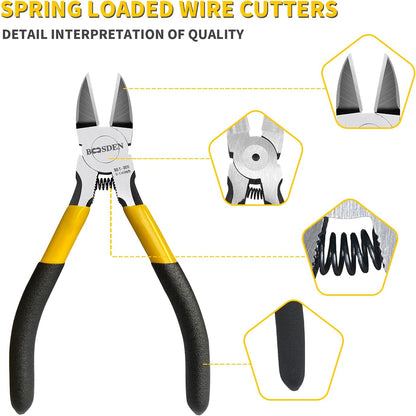 BOOSDEN Wire Cutter 6.5 inch Cutting Pliers Diagonal Cutter Metal Snipper