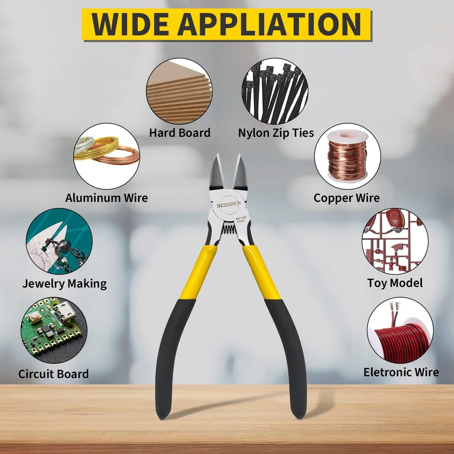 BOOSDEN Wire Cutter 6.5 inch Cutting Pliers Diagonal Cutter Metal Snipper
