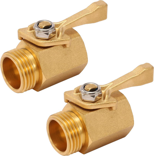 Heavy Duty Brass Garden Hose Shut Off Valve, 3/4 Inch, 2-Pack