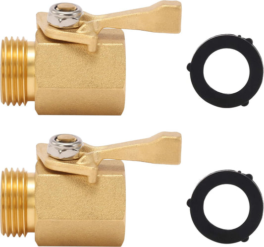 Heavy Duty Brass Garden Hose Shut Off Valve, 3/4 Inch, 2-Pack