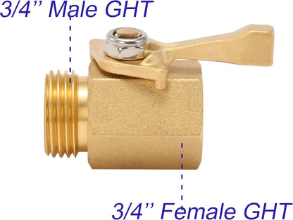 Heavy Duty Brass Garden Hose Shut Off Valve, 3/4 Inch, 2-Pack