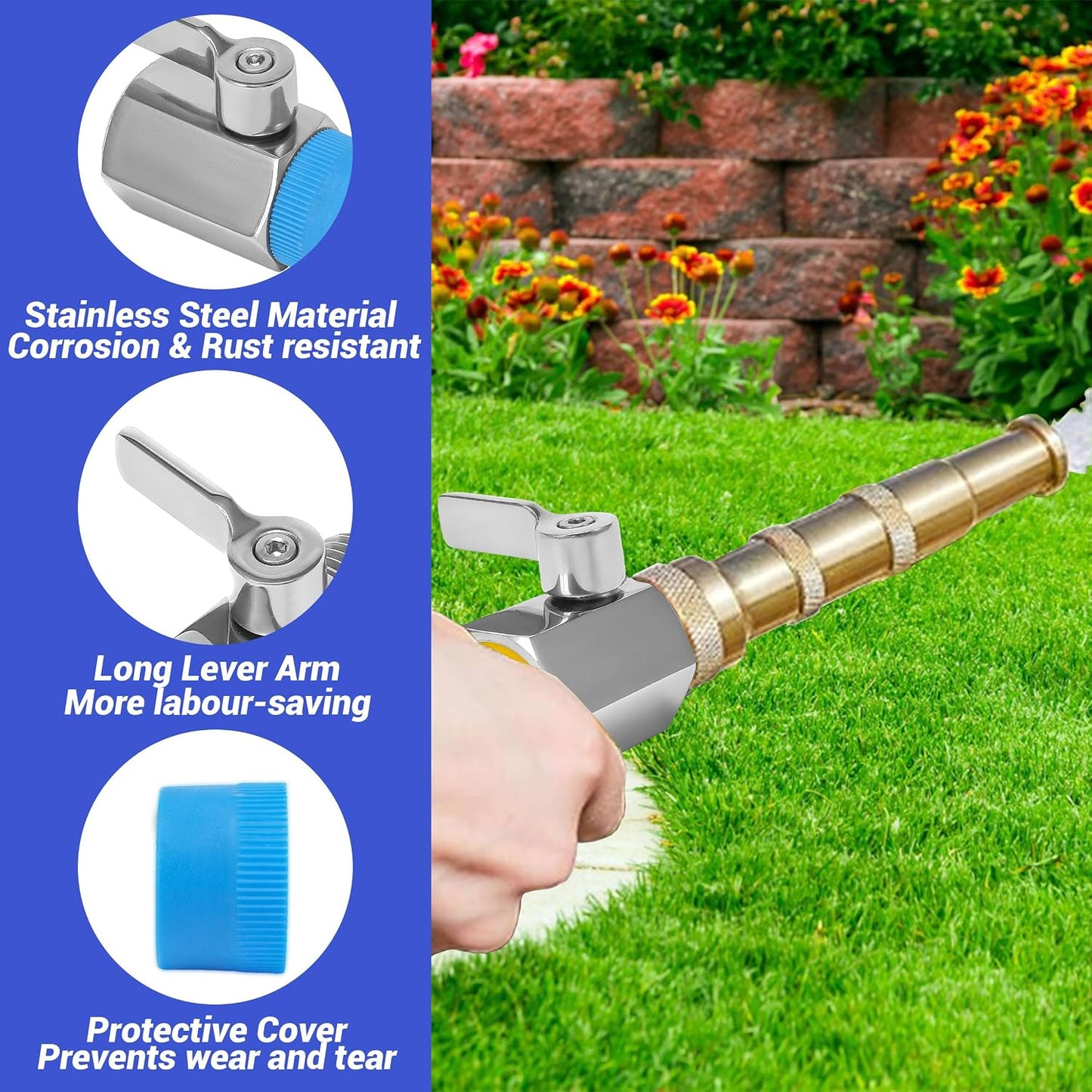 Heavy Duty Brass Garden Hose Shut Off Valve, 3/4 Inch, 2-Pack