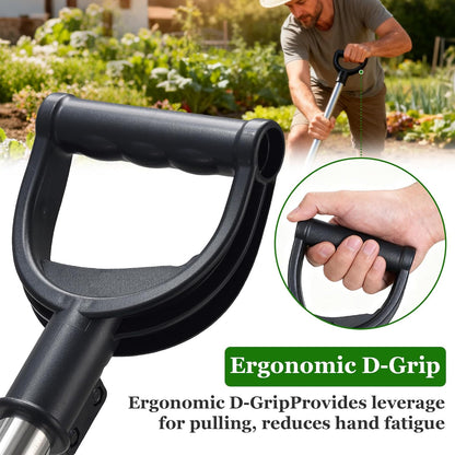 65” Long Handle Weeding and Cultivating Rake, 3-Tine Garden Rake for Stand Up Gardening, No Bending or Kneeling to Loosen Soil, Heavy Duty Steel with D-Grip Handle
