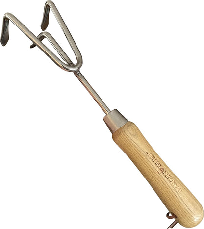 Eco Hand Cultivator Rake Tiller Tool- 100% Recycled Stainless Steel - Rust Resistant - FSC Certified Wood Ergonomic Handle - Great for Gardening Cultivating Loosening Weeding