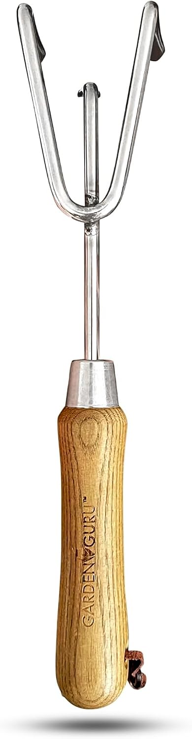 Eco Hand Cultivator Rake Tiller Tool- 100% Recycled Stainless Steel - Rust Resistant - FSC Certified Wood Ergonomic Handle - Great for Gardening Cultivating Loosening Weeding