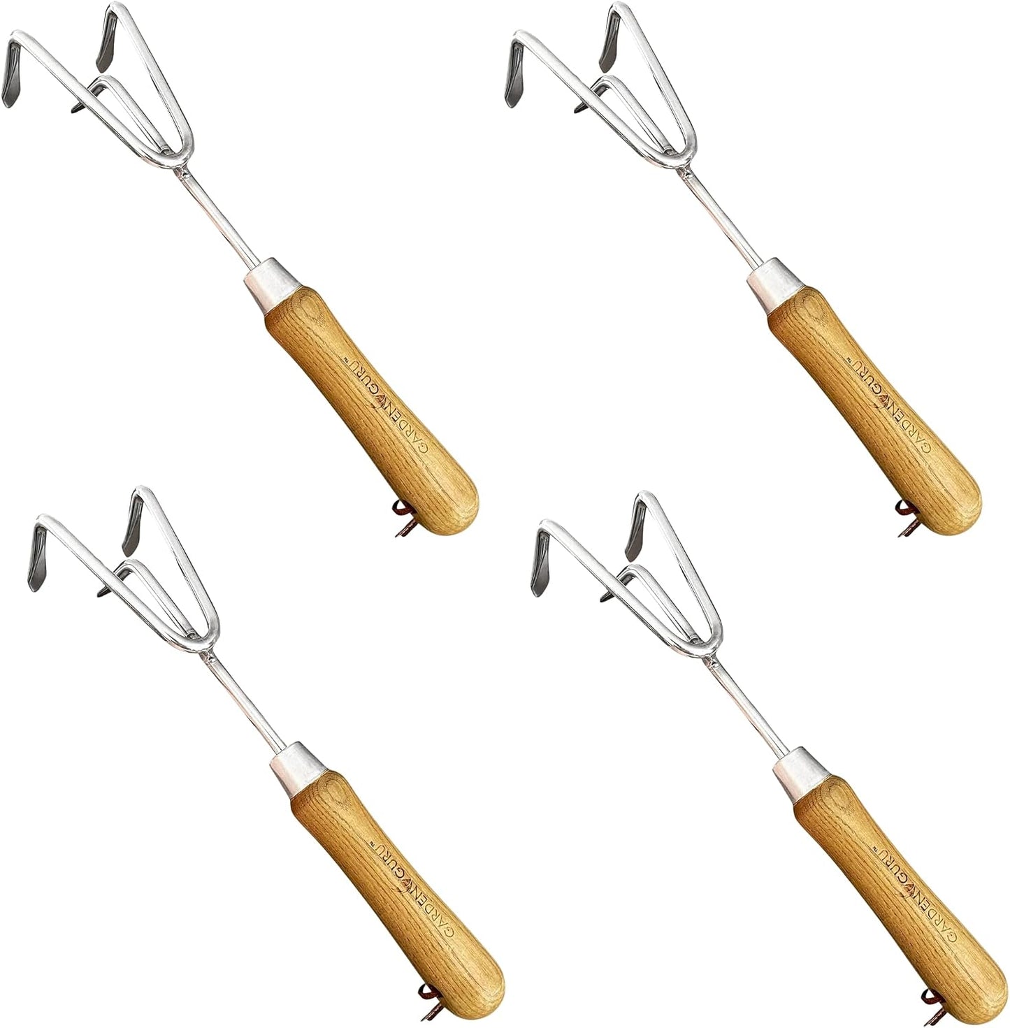 Eco Hand Cultivator Rake Tiller Tool- 100% Recycled Stainless Steel - Rust Resistant - FSC Certified Wood Ergonomic Handle - Great for Gardening Cultivating Loosening Weeding