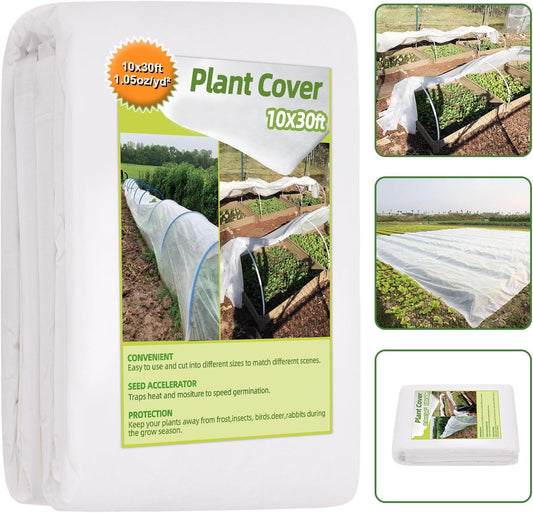 10FT x 30FT Plant Cover Freeze Protection 1.1 oz/yd Greenhouse Covers Frost Blankets for Vegetable Reusable Floating Row Cover for Winter Cold Weather,Garden Frost Sun Pest Protection