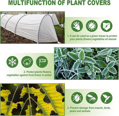 10FT x 30FT Plant Cover Freeze Protection 1.1 oz/yd Greenhouse Covers Frost Blankets for Vegetable Reusable Floating Row Cover for Winter Cold Weather,Garden Frost Sun Pest Protection