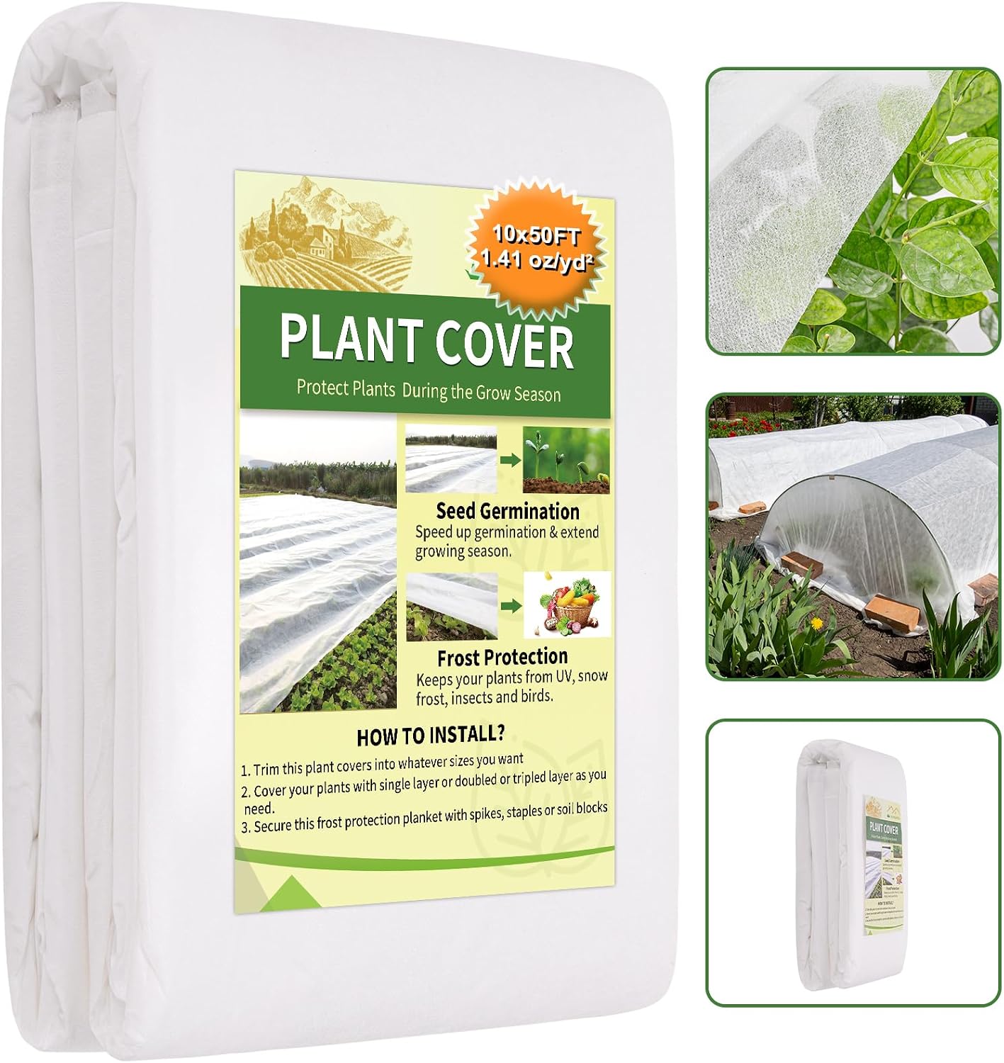 10FT x 30FT Plant Cover Freeze Protection 1.1 oz/yd Greenhouse Covers Frost Blankets for Vegetable Reusable Floating Row Cover for Winter Cold Weather,Garden Frost Sun Pest Protection