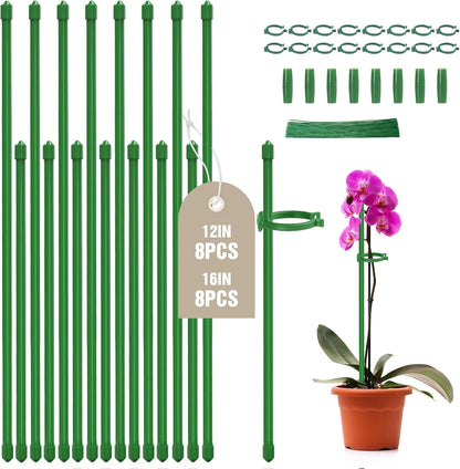 16 Pack 12 & 16 Inch Plant Support Stakes for Indoor & Garden