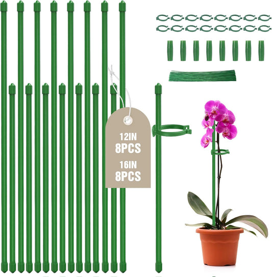 16 Pack 12 & 16 Inch Plant Support Stakes for Indoor & Garden