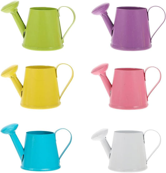 6pcs Mini Watering Can Child Iron Metal Flower Vessel, 8.5X4.7X4.3CM